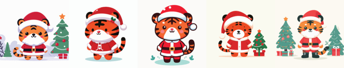 cute tiger in Christmas costume