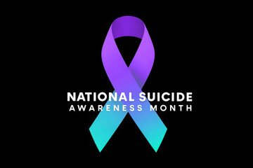Purple and teal ribbon for national suicide awareness month
