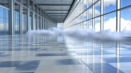 Action Event of Cloud Movement in Modern Hallway Architecture Viewpoint