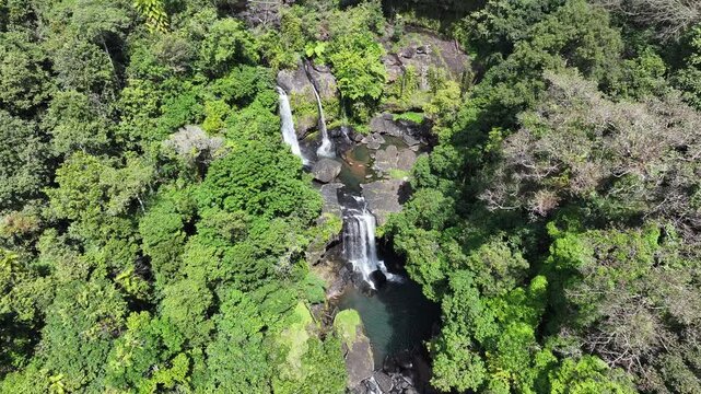 Aerial footage of Tchupala Falls Queensland Australia