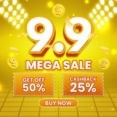 9.9 Mega Sale Promotion Banner