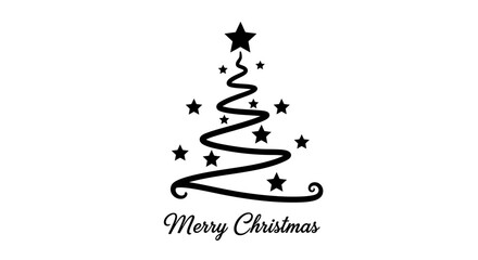 Elegant Merry Christmas tree design with stars for festive holiday greetings
