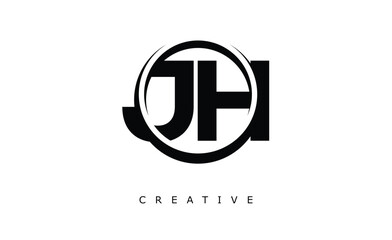 JH Letter Logo - Circular Monogram Emblem with Bold Minimal Design for Modern Branding