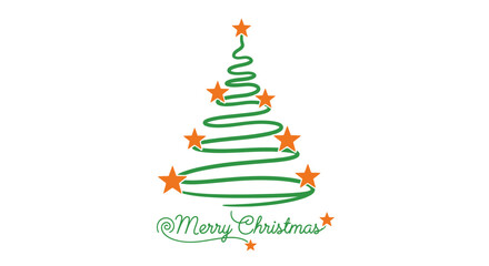 Festive Merry Christmas tree design with stars perfect for holiday greetings