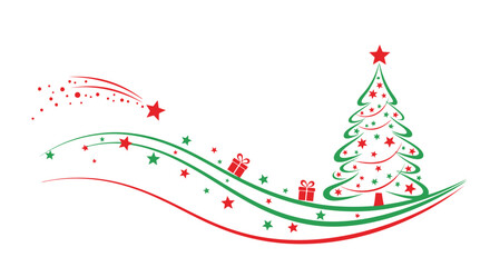 Festive Christmas tree and decorations for holiday celebration designs and greetings © Muginandaru