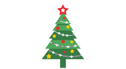 Festive Christmas tree with ornaments and star, perfect for holiday designs