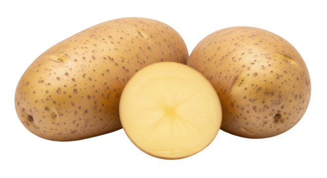 Isolated Potatoes and Slice of Potato