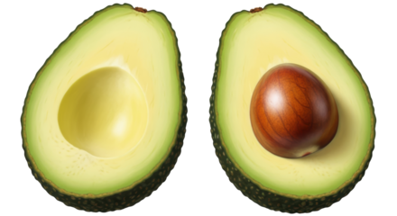 Isolated Sliced Avocado
