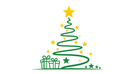 Fototapeta premium Festive Christmas tree graphic design with presents and sparkling stars for holiday joy