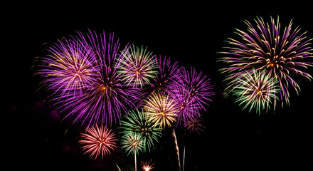 Fototapeta premium Spectacular fireworks display against the night sky celebrating joy, freedom, and special events