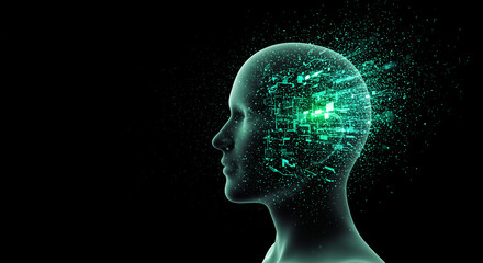 Obraz premium Human head with digital circuit thoughts representing artificial intelligence and innovation