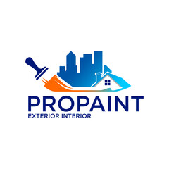 Fototapeta premium Home House Paint Painting Company Service IInterior Exterior Logo Template Vector