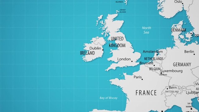 Ireland on the World Map with Animated National Flag