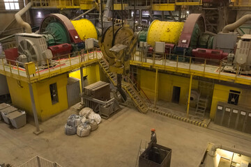 room with ball mills for grinding gold ore. © Olga