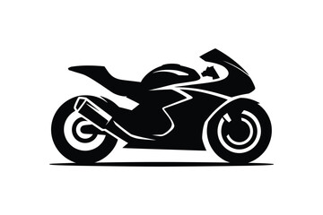 Obraz premium Striking dynamic black silhouette of a high-performance sports motorcycle embodying speed, power, and sleek modern design, a perfect vector illustration for contemporary projects.