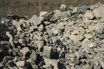 Piles of stones of gold bearing ore