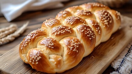 Feast messy table bread in the shape of a sweet challah