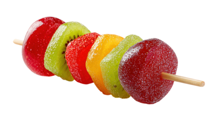 Colorful Fruit Skewer isolated on a Transparent or white Background