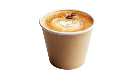 Coffee with Beans in Paper Cup isolated on a Transparent Background