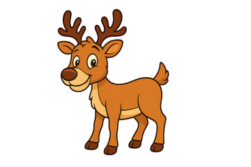 Obraz premium Cute cartoon reindeer smiling on transparent background