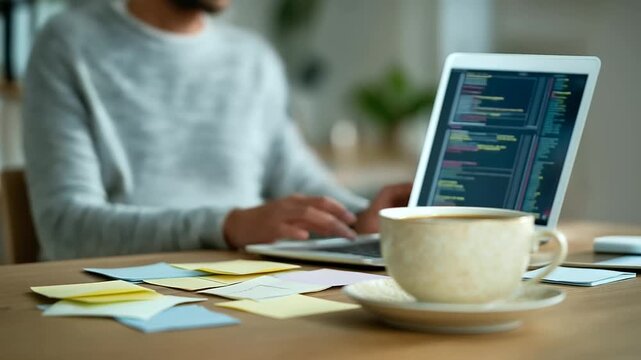 Freelance Developer Coding with Creativity and Innovation at Work