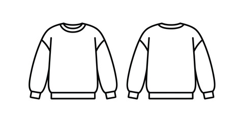 Crew Neck Sweatshirt Template Front and Back Views for Design and Fashion