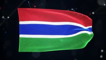 Digital flag of Gambia waving on black background