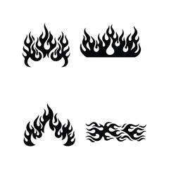 Fiery flame vector graphics set tribal flames fire silhouette elements for design vector