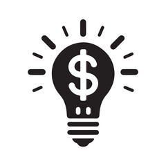 A business idea icon combining light bulb and money symbol