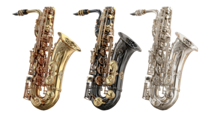 Isolated Saxophones on Transparent Background for Music Themes