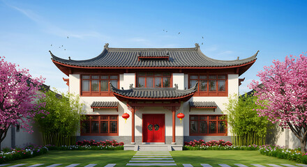 Obraz premium Charming luxury property exterior with elegant design