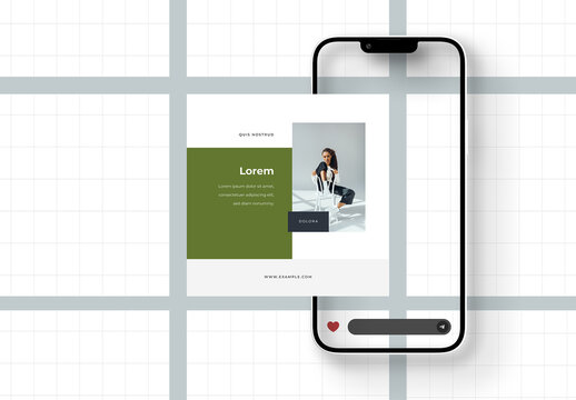 Square Post Mockup With Mobile Shape