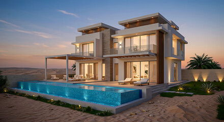 Fototapeta premium Luxury luxury property exterior with elegant design