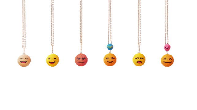 Modern Digital Mosaic Designed with Emojis on white background