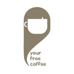Minimalist coffee logo in olive color. Creative vector design with a coffee cup integrated into abstract shape. Suitable for branding, cafes, packaging, or business identity