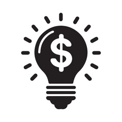 A business idea icon combining light bulb and money symbol