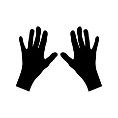 Two black hand silhouettes placed next to each other on a white background