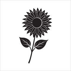 Fototapeta premium Elegant Sunflower Silhouette Illustration Isolated on White Background Perfect for Graphic Design and Creative Projects Showcasing Floral Beauty