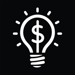 A business idea icon combining light bulb and money symbol