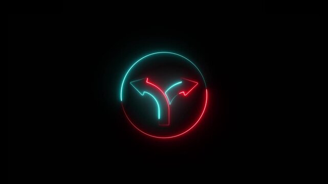 Neon 2 side opportunity option arrow animation. Pointing Direction Arrow motion graphics. Arrow pointing to right, left 4k video footage.
