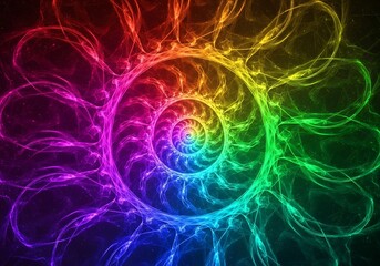 Obraz premium Radiant Spectrum: A Vibrant Swirl of Light and Energy Guiding to a Central Point