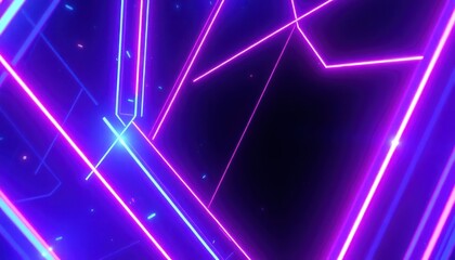Vibrant neon light trails create an abstract, futuristic digital tunnel. Ideal for technology, gaming, or energetic nightlife backgrounds.