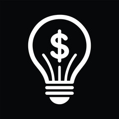 A business idea icon combining light bulb and money symbol