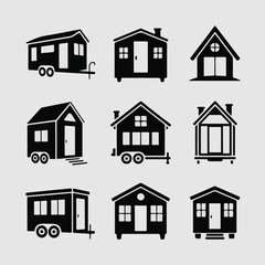Fototapeta premium Unique House Silhouette Bundle | 8 Creative Home Designs | Vector EPS PNG