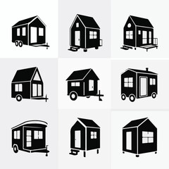Fototapeta premium Unique House Silhouette Bundle | 8 Creative Home Designs | Vector EPS PNG