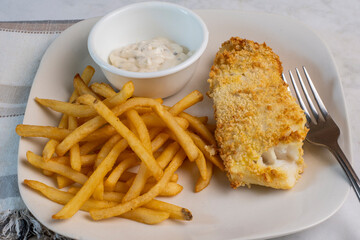baked haddock  with fries