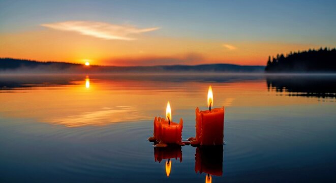 two candle in water the light show