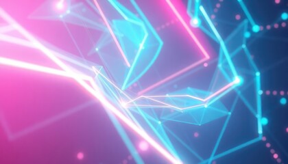 Dynamic abstract background with glowing neon lines and geometric shapes, illustrating data, technology, and digital connectivity for modern designs.