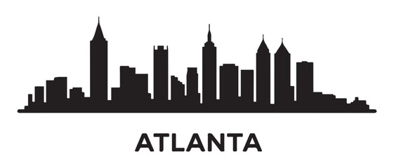 Fototapeta premium ATLANTA GEORGIA City Skyline Silhouette Cityscape Vector. Vector black silhouette. with white background