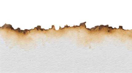 Burnt paper edge isolated on a white background, ideal for creative projects and stock photography

